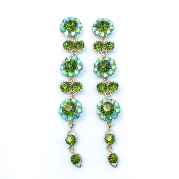 Jim Ball Jewelry - Olivine +AB Swarovski Long Occasion Earrings e2